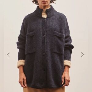 Cordera baby alpaca polo jacket in navy blue